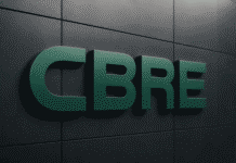 CBRE reports 16% Q2 revenue growth, raises 2026 earnings outlook CBRE reports 16% Q2 revenue growth, CBRE company logo displayed on a modern dark wall background.